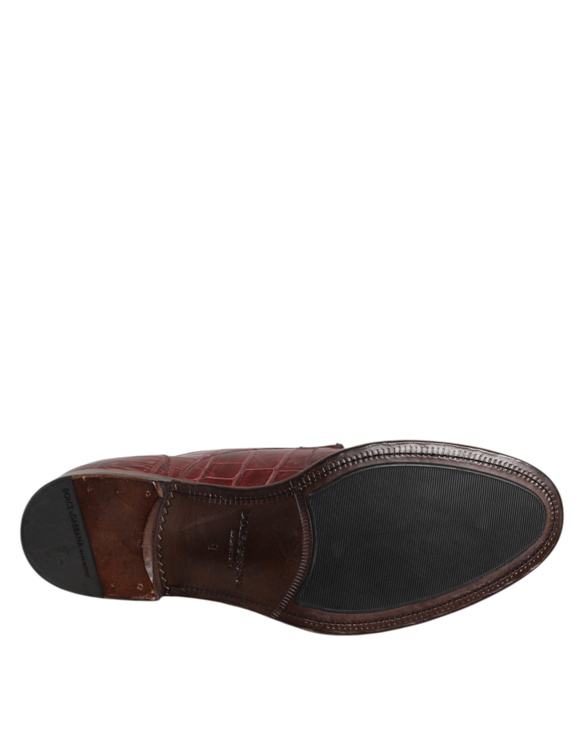Brown leather lace-up shoes with a burgundy toe cap and black lining