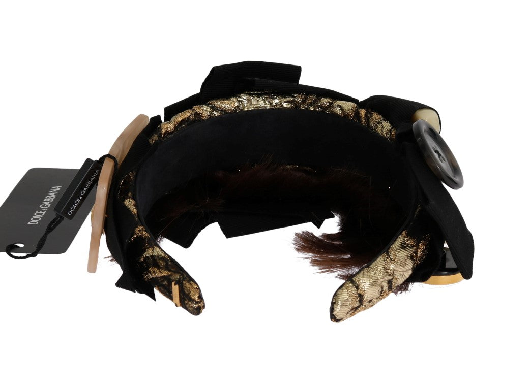 Headband with gold glittery accents