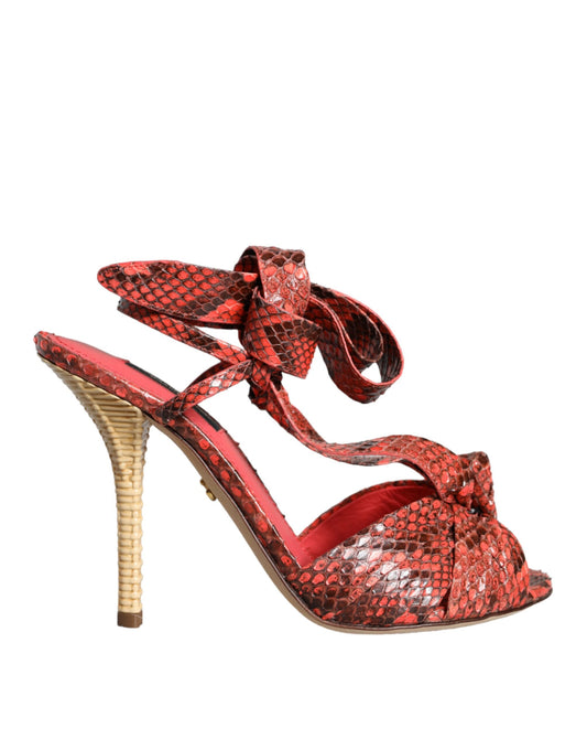 Red high heel shoe with bow detailing