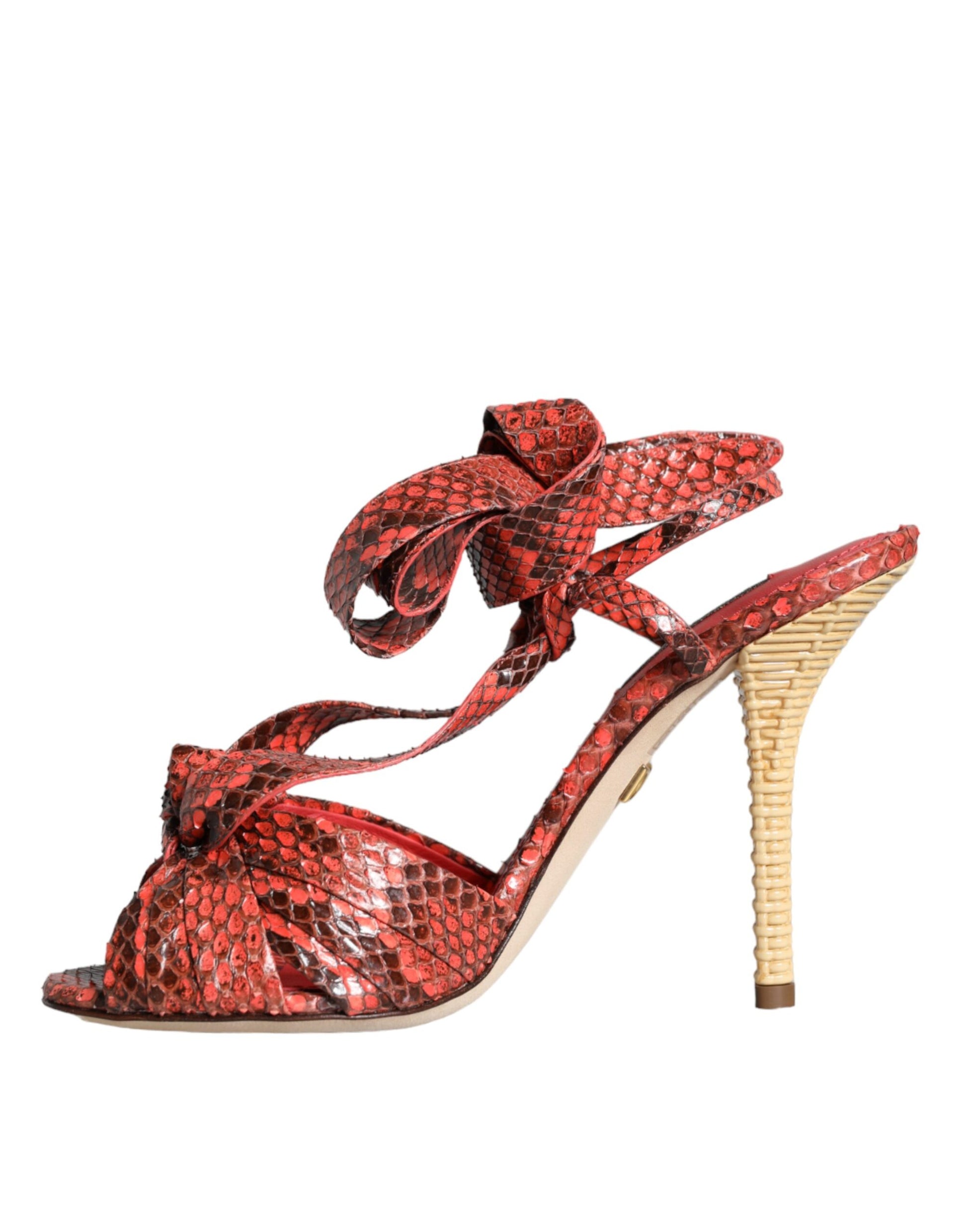 Red high heel shoe with bow detailing