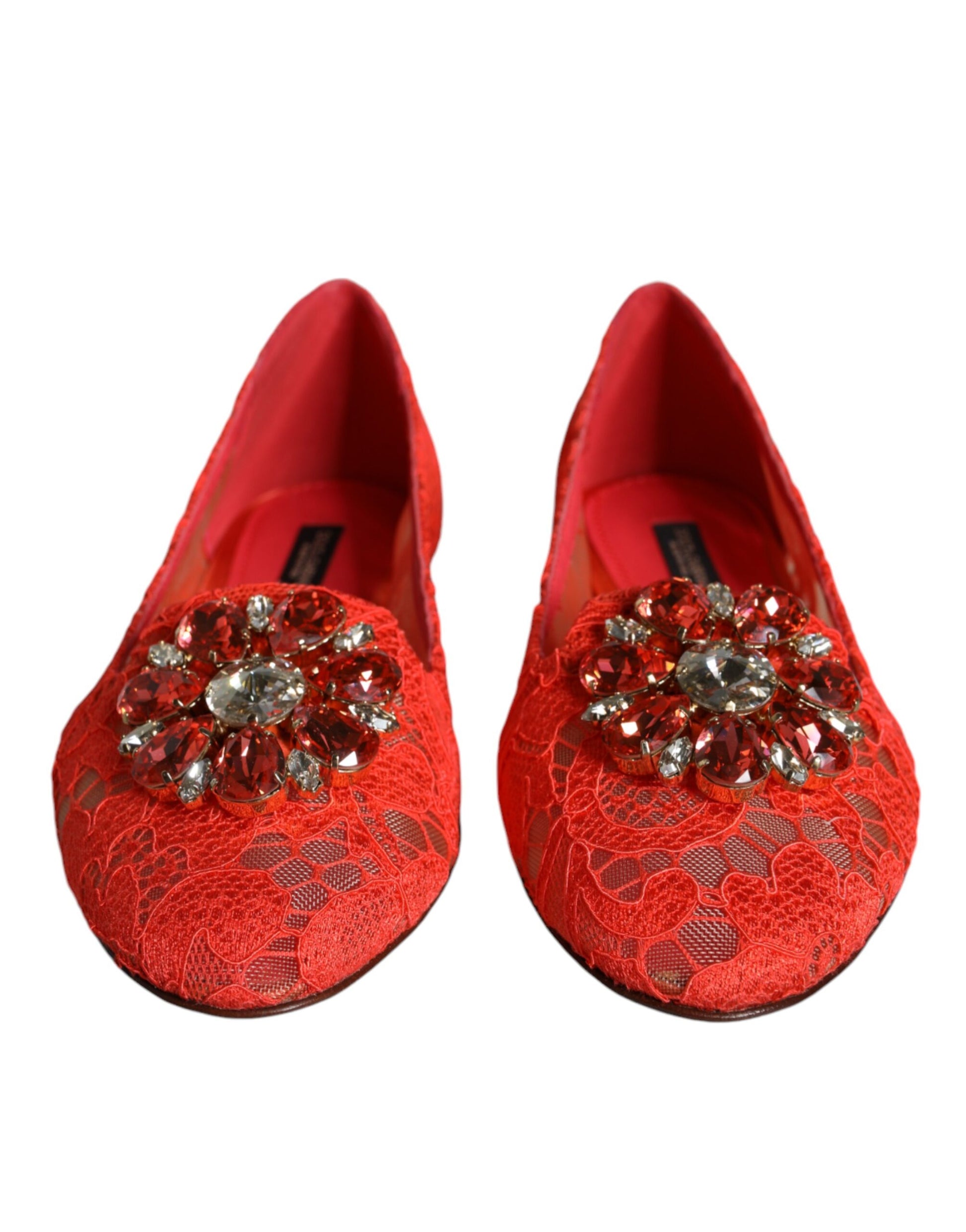 Red shoes with sparkly embellishments on top