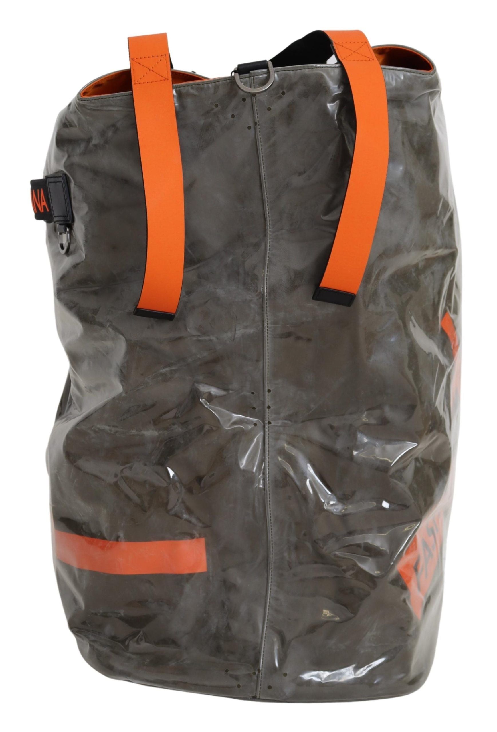 Camouflage backpack with orange straps