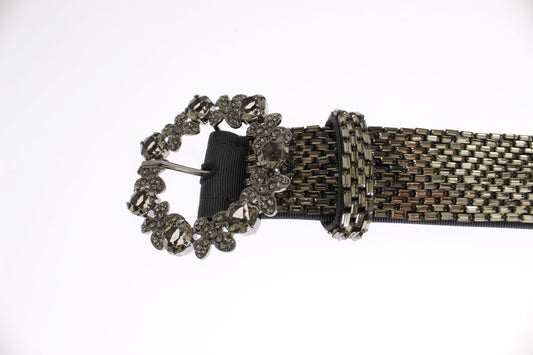 Decorative belt with beaded buckle and chain detailing