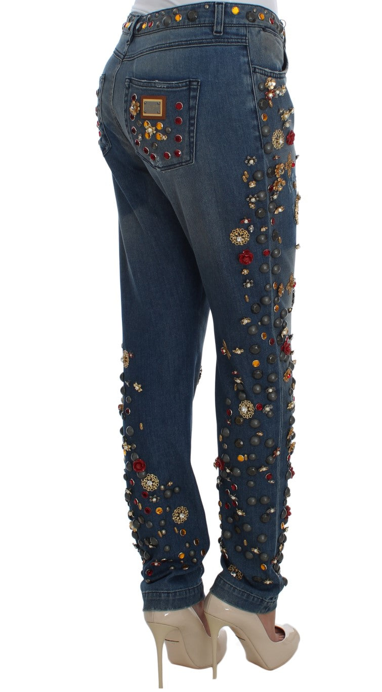 Pair of jeans with embroidery and sequins on legs