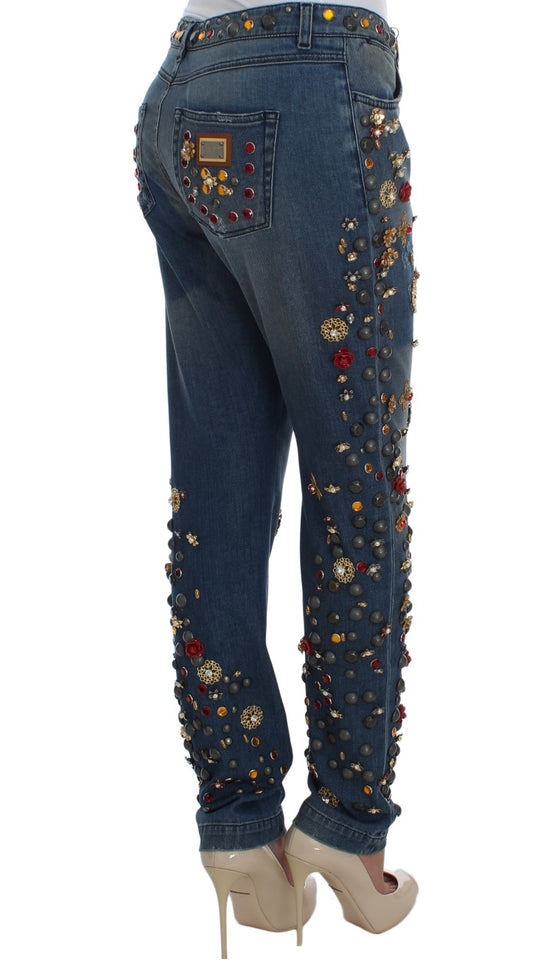 Pair of jeans with embroidery and sequins on legs