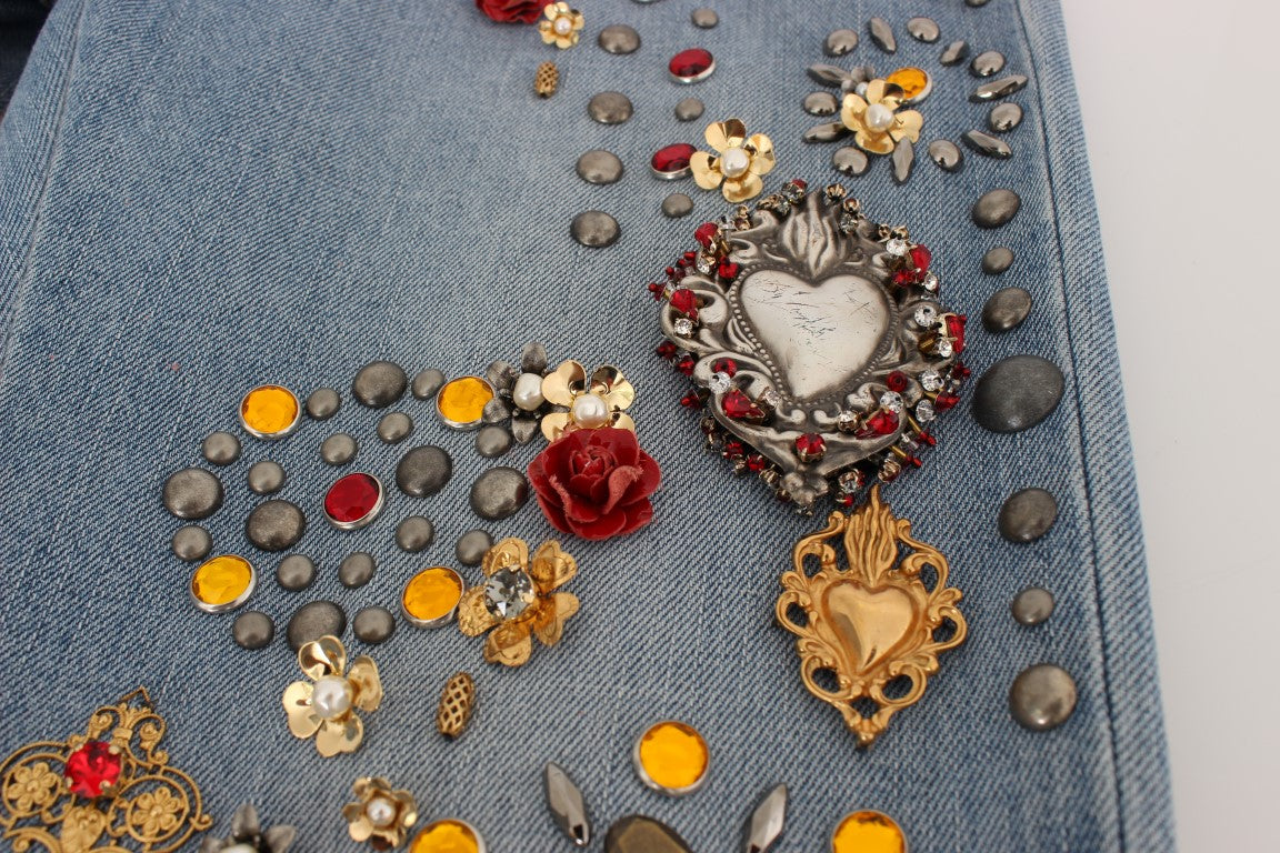Decorative embellishments on denim fabric