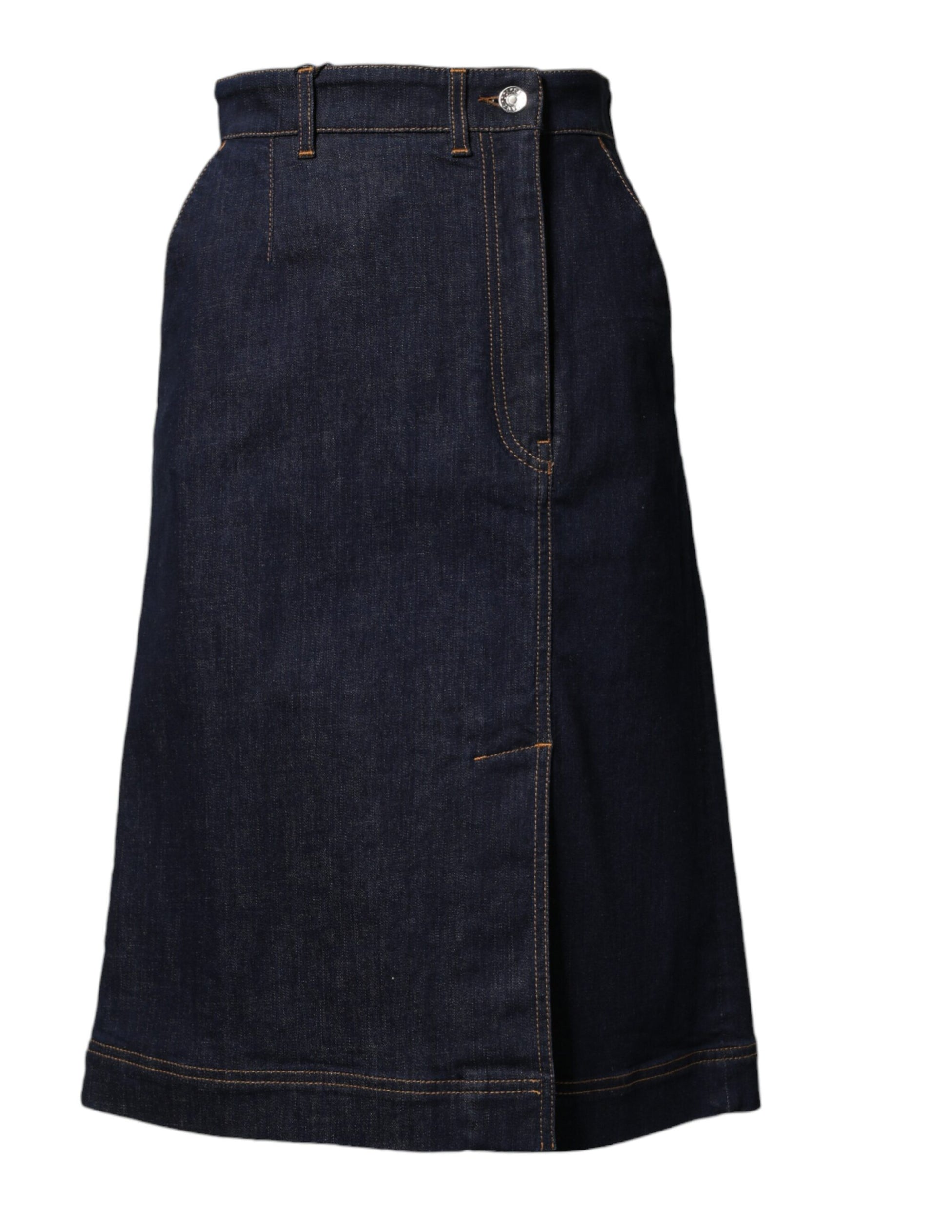 Blue denim skirt with pockets