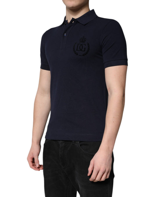 Navy polo shirt with logo on left chest