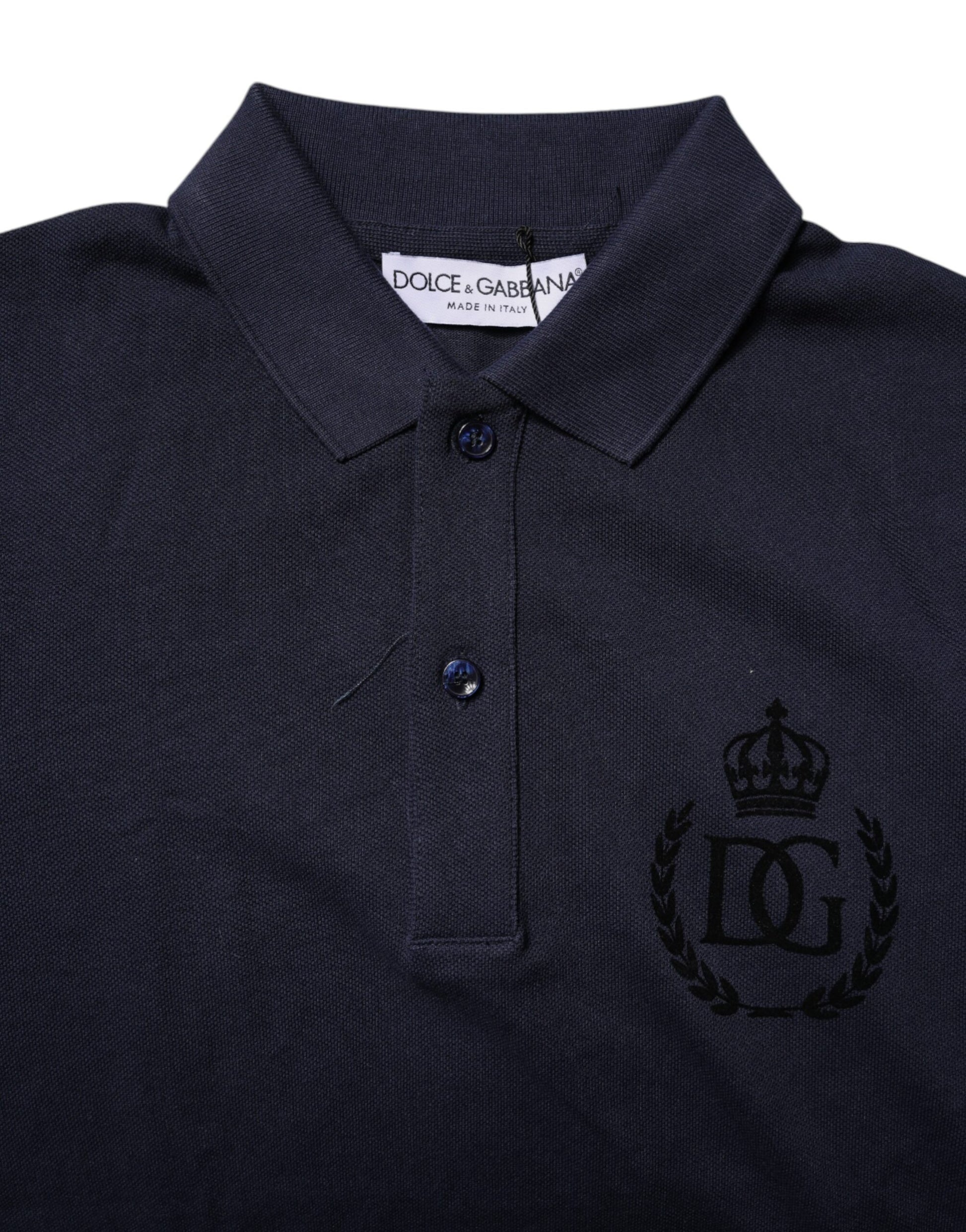 Navy polo shirt with embroidered logo on chest