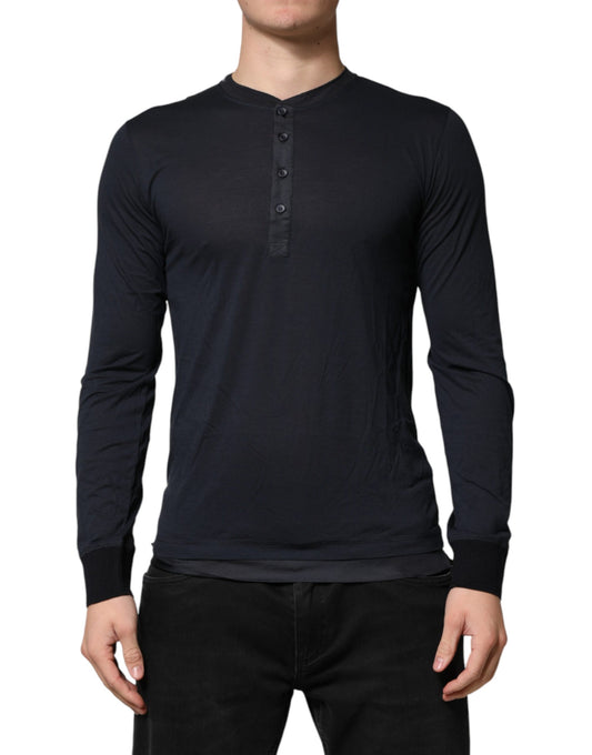 Long sleeve crew neck shirt in dark blue color