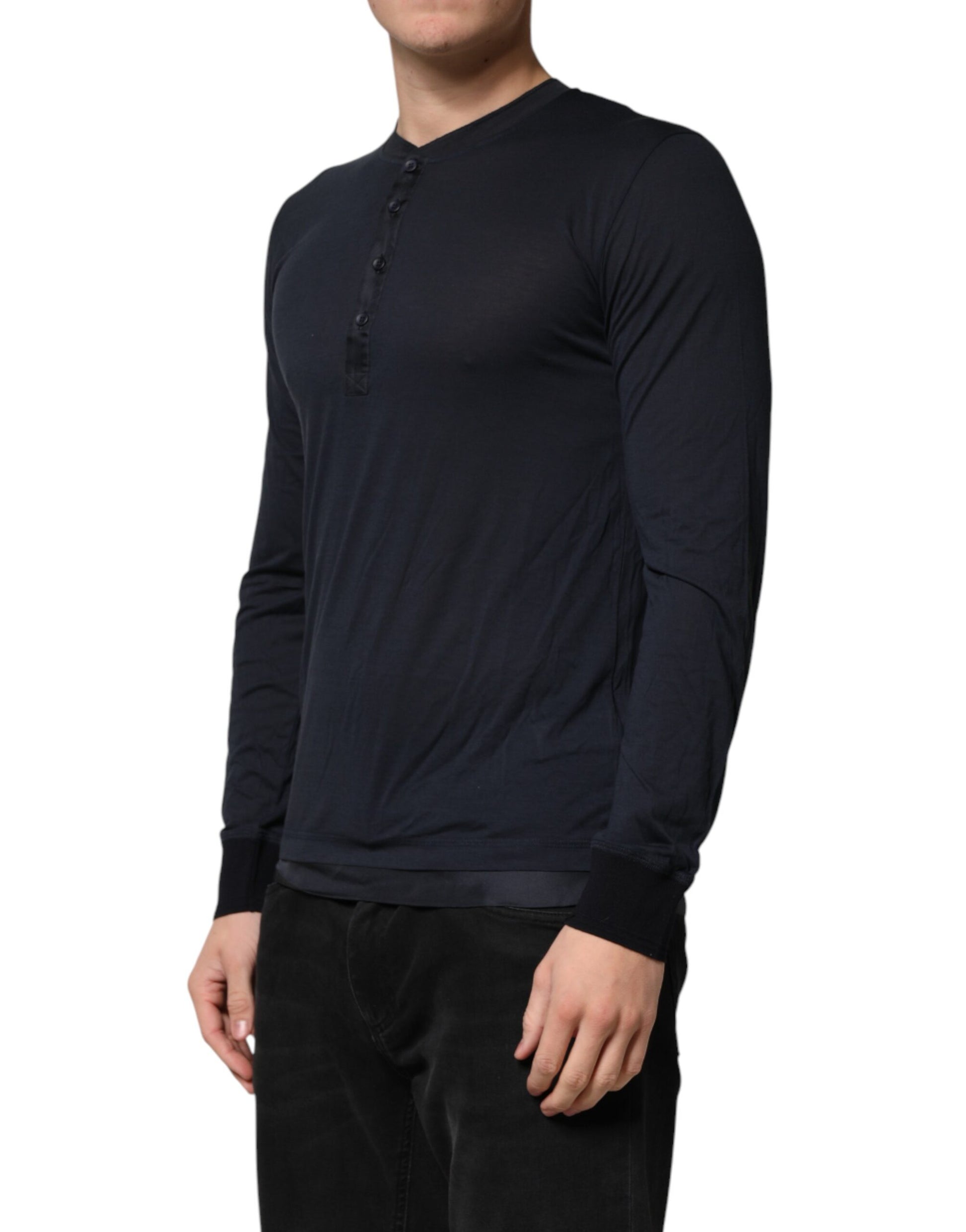 Man wearing long sleeve shirt