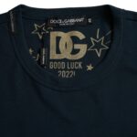 Navy blue t-shirt with gold lettering and stars