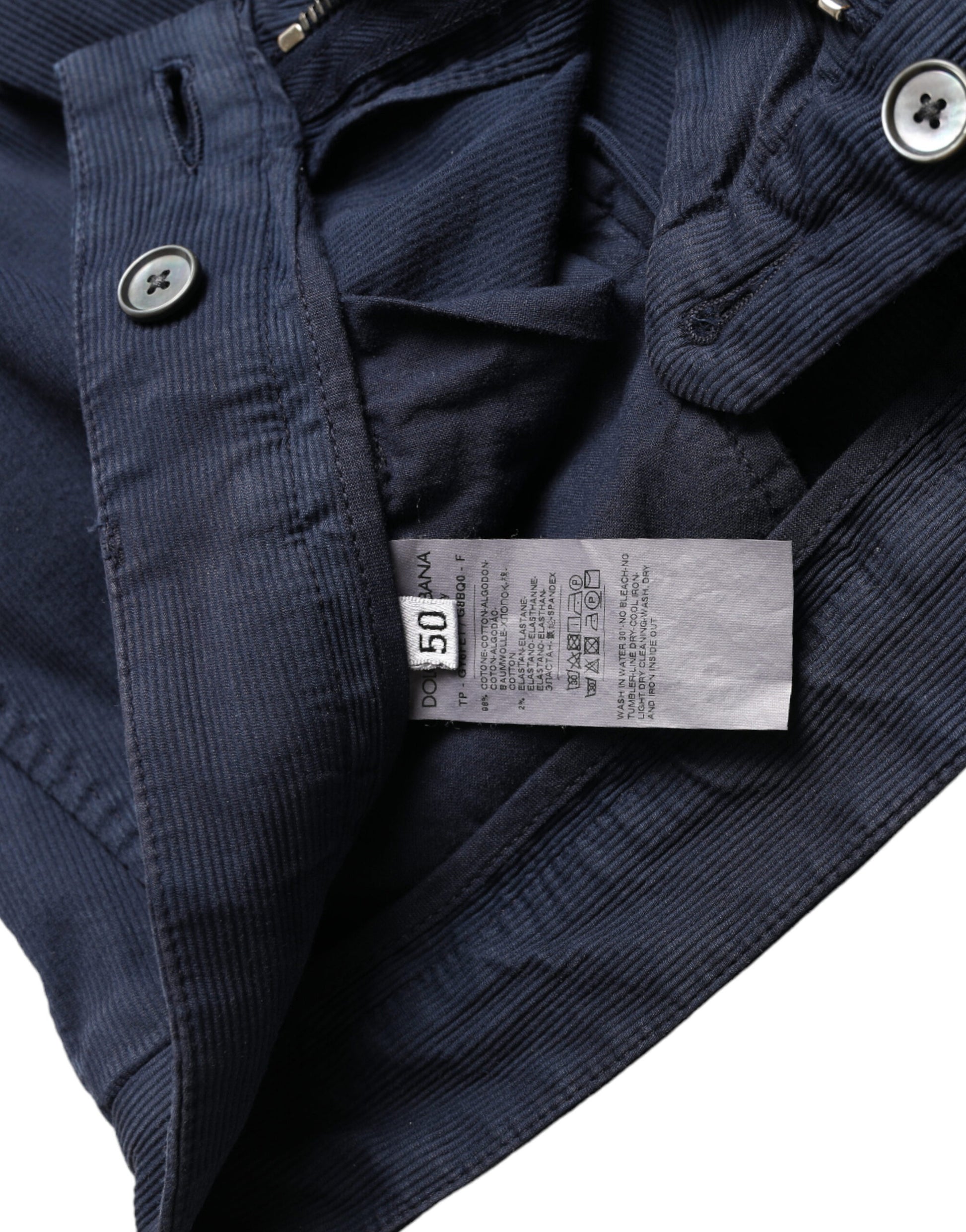 Blue jeans with tag on waistband