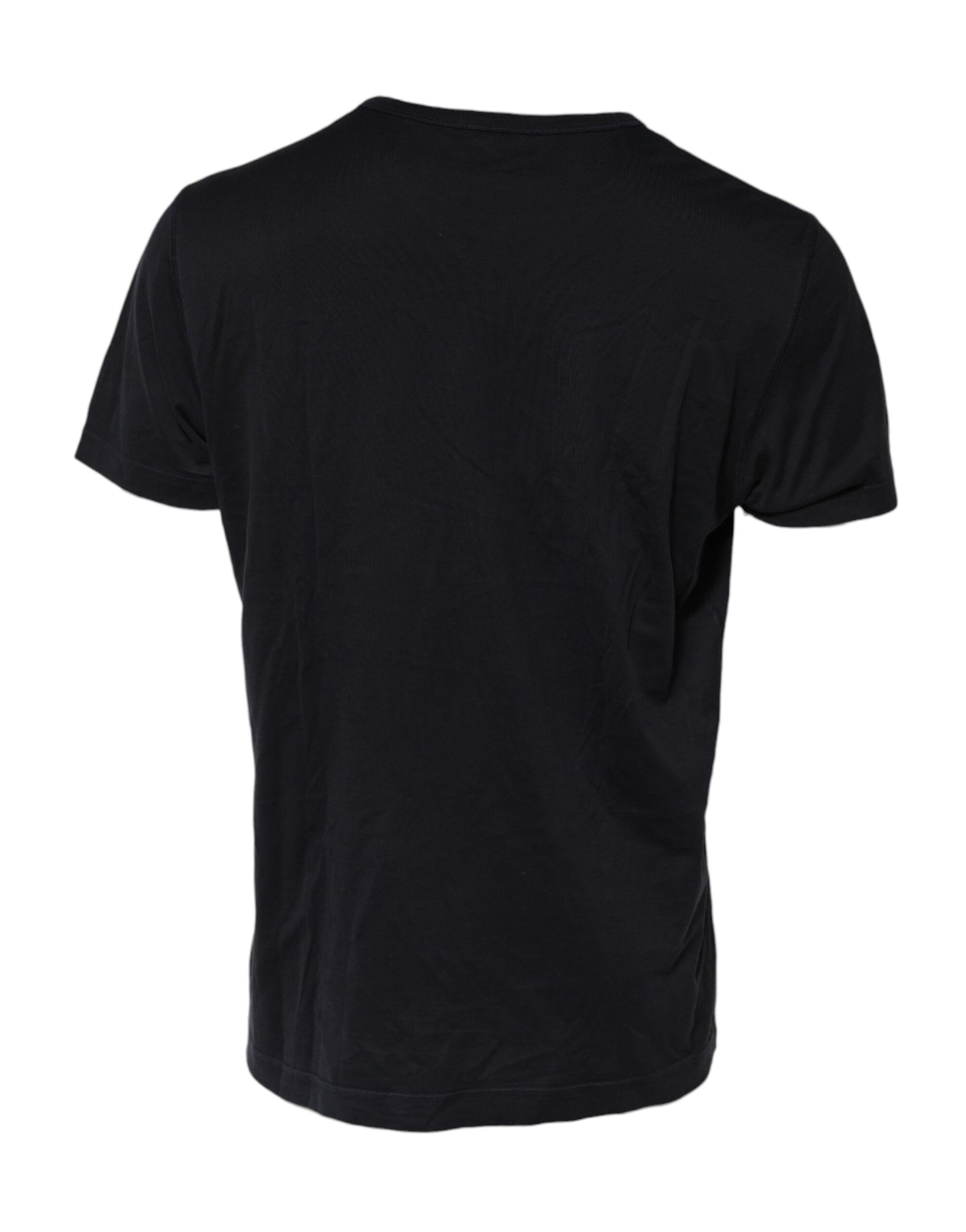 Black t-shirt with horizontal stripes on back