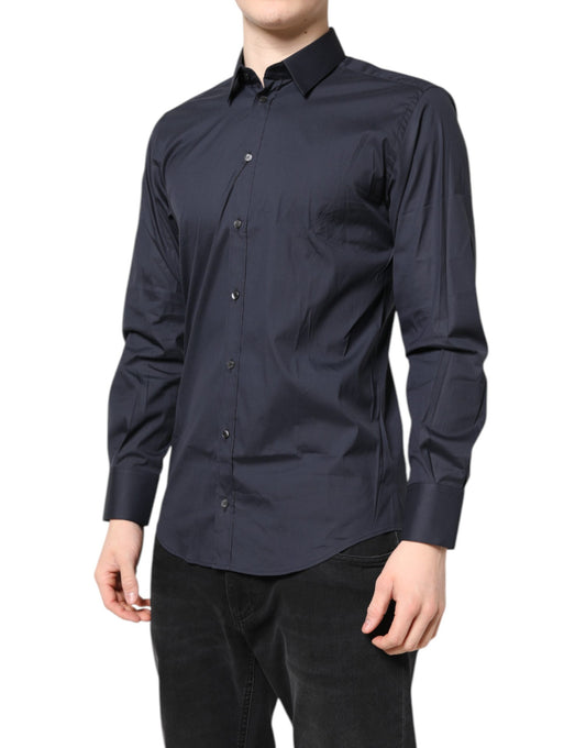 A dark blue dress shirt with a collar and buttons, part of the Martini collection by Dolce & Gabbana