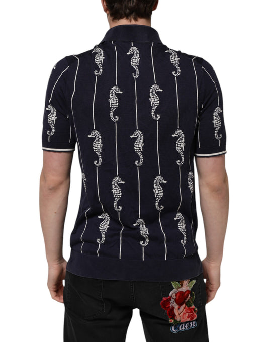Blue shirt with white scuba diving design on back