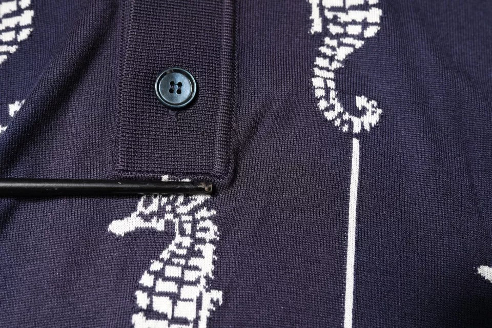 Blue shirt with black buttons