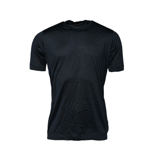 Navy blue short sleeve t-shirt on a mannequin