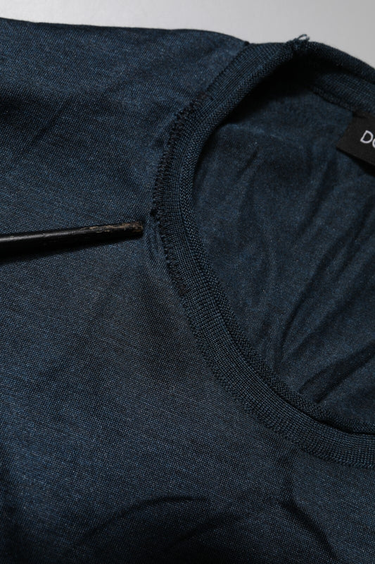 Blue denim shirt on hanger