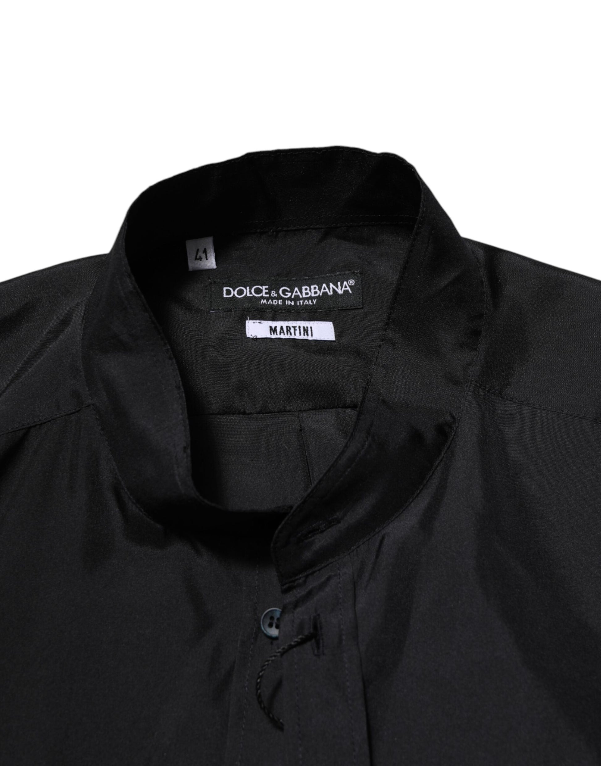 A dark blue silk Martini men's formal dress shirt from Dolce & Gabbana