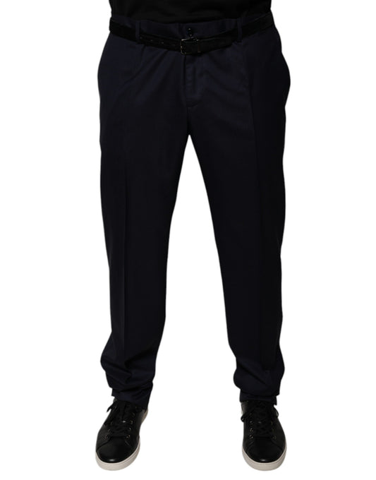 A pair of dark blue tapered formal dress pants from Dolce & Gabbana