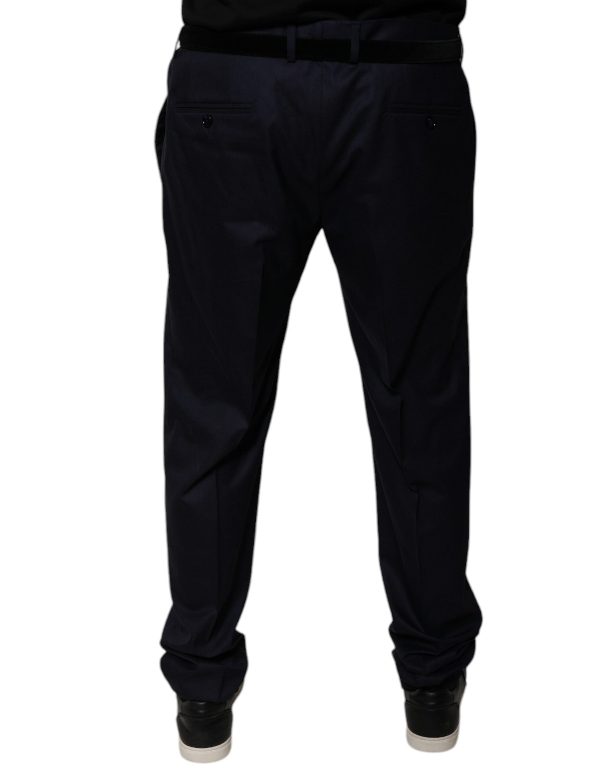 A pair of dark blue tapered formal dress pants from Dolce & Gabbana