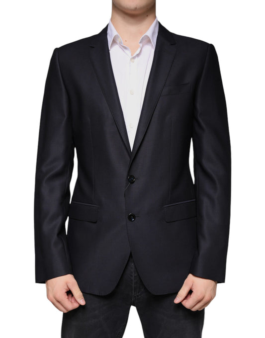 A dark blue wool single breasted dress coat blazer from Dolce & Gabbana