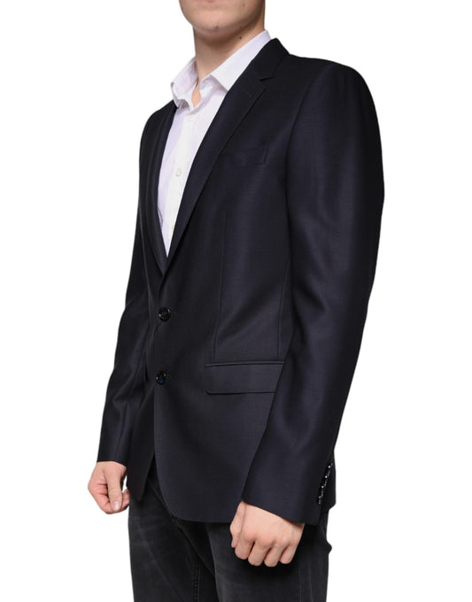 A dark blue wool single breasted dress coat blazer from Dolce & Gabbana