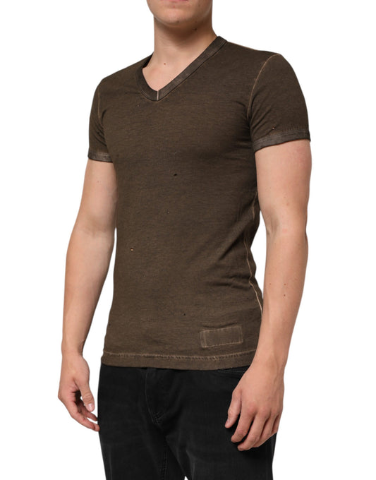Brown short sleeve t-shirt on a mannequin