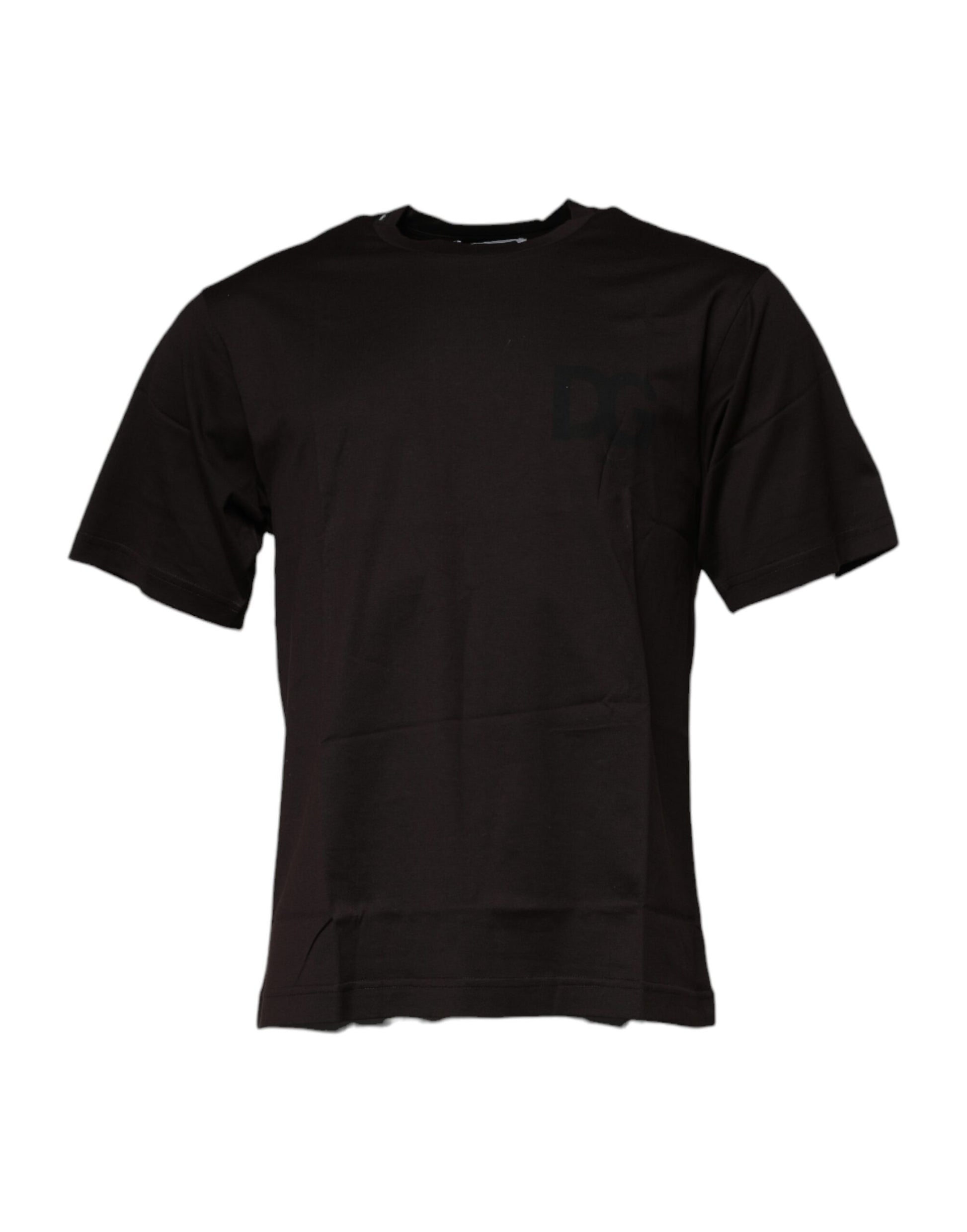 Black short sleeve t-shirt on a hanger