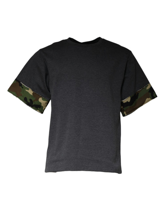Black t-shirt with camouflage sleeves