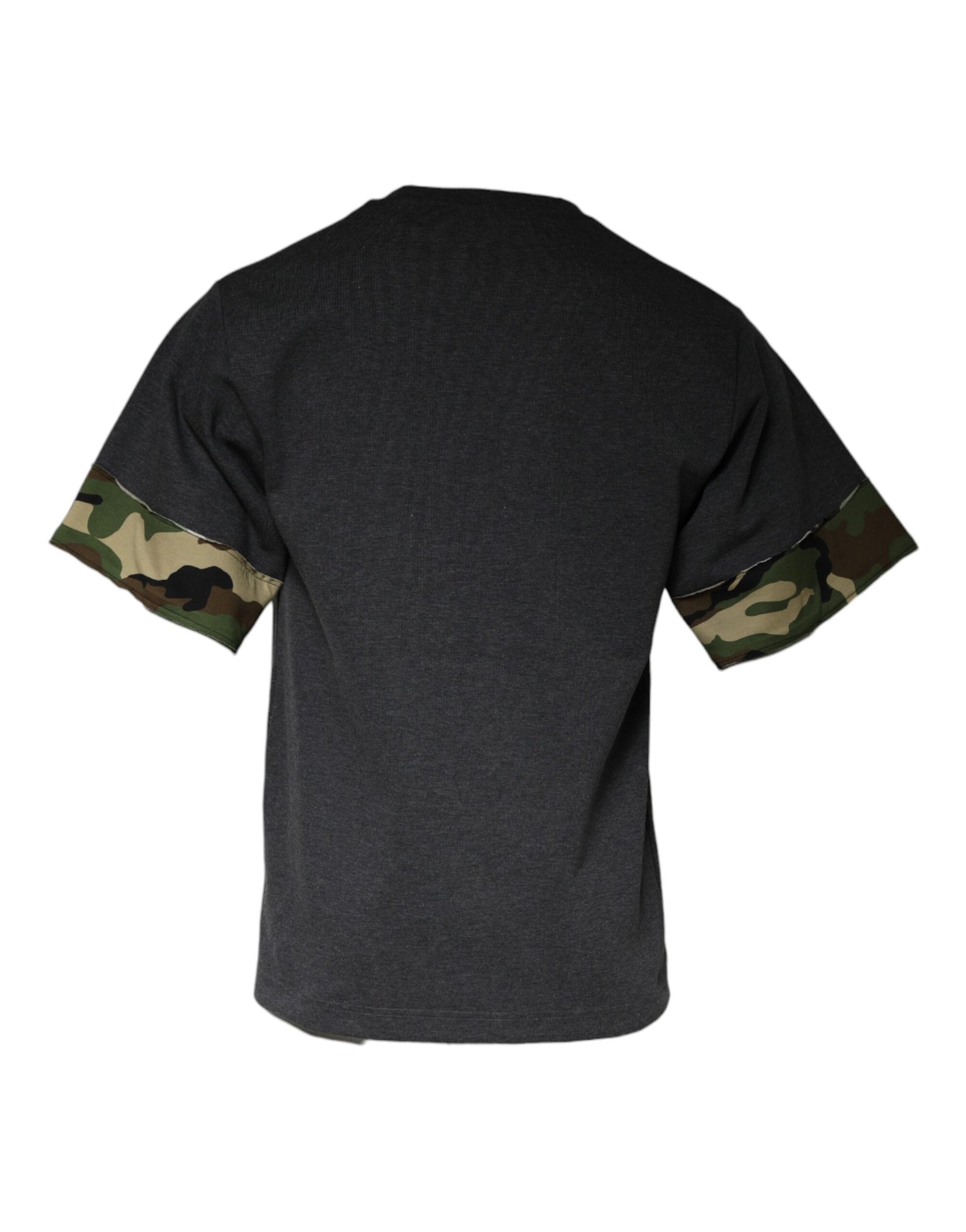Black short sleeve shirt with camouflage pattern on sleeve