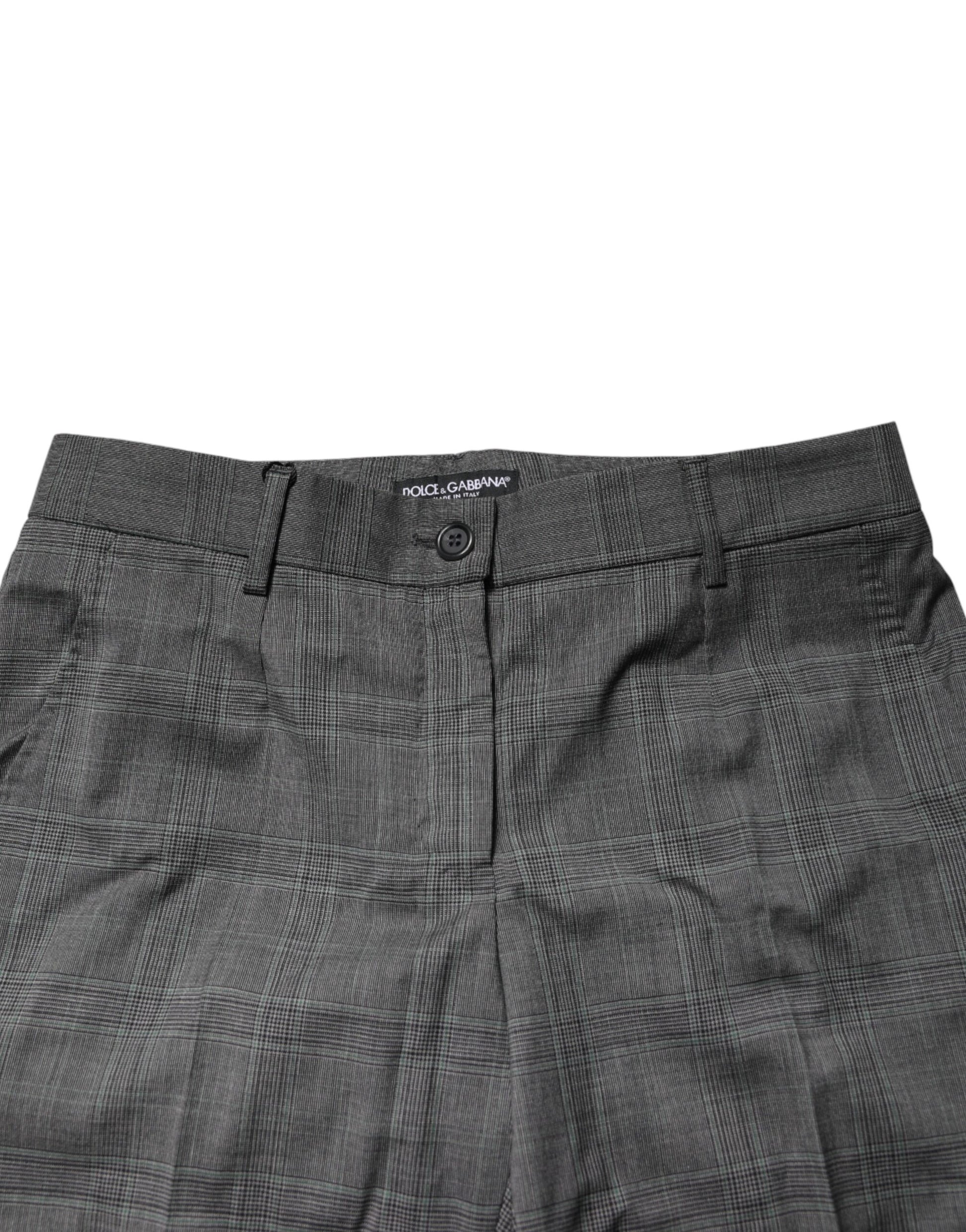 A pair of dark gray tartan dress pants from Dolce & Gabbana