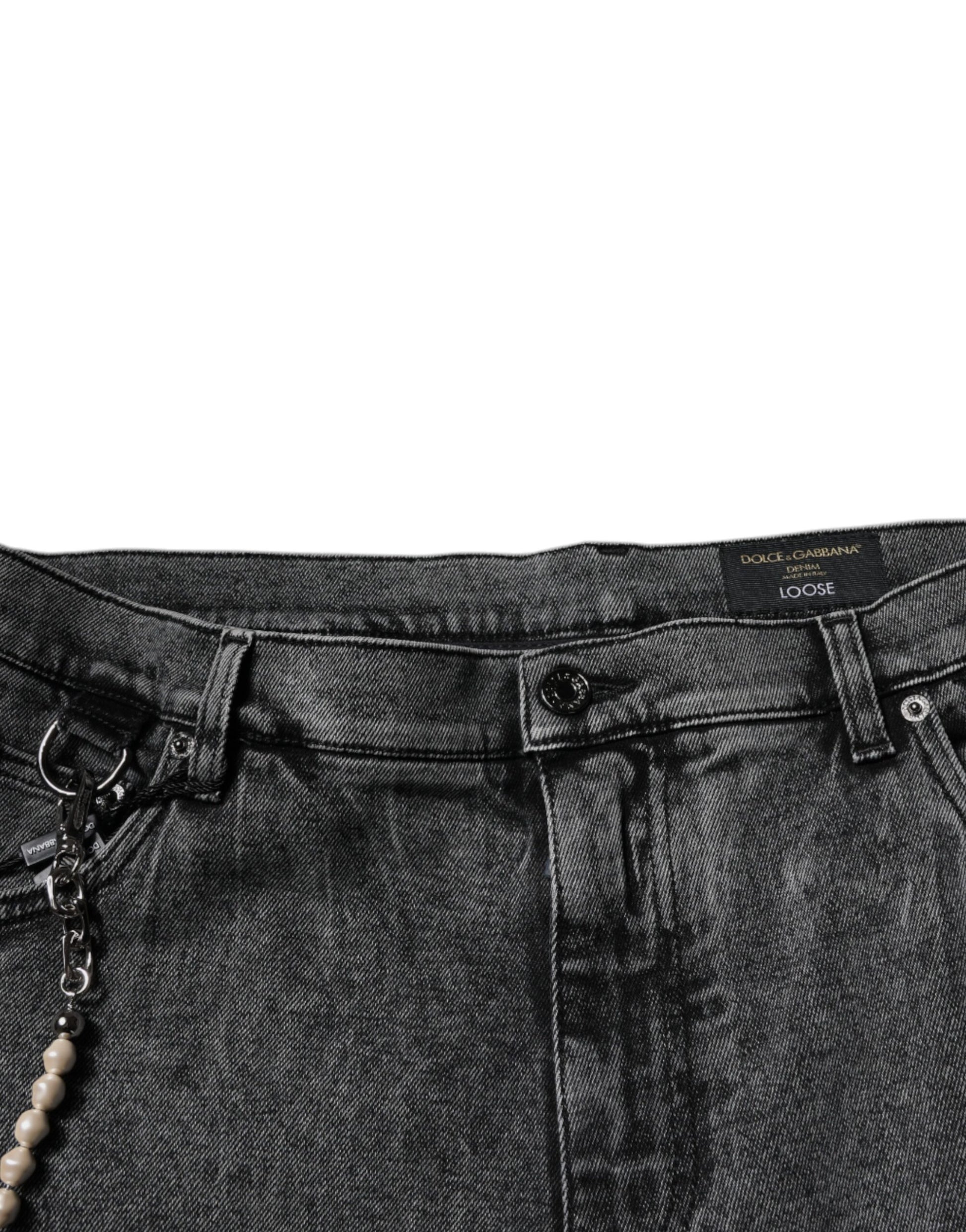 Dark wash denim jeans with silver zipper pulls