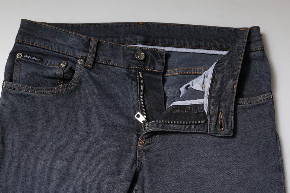 Pair of blue jeans with zipper down front