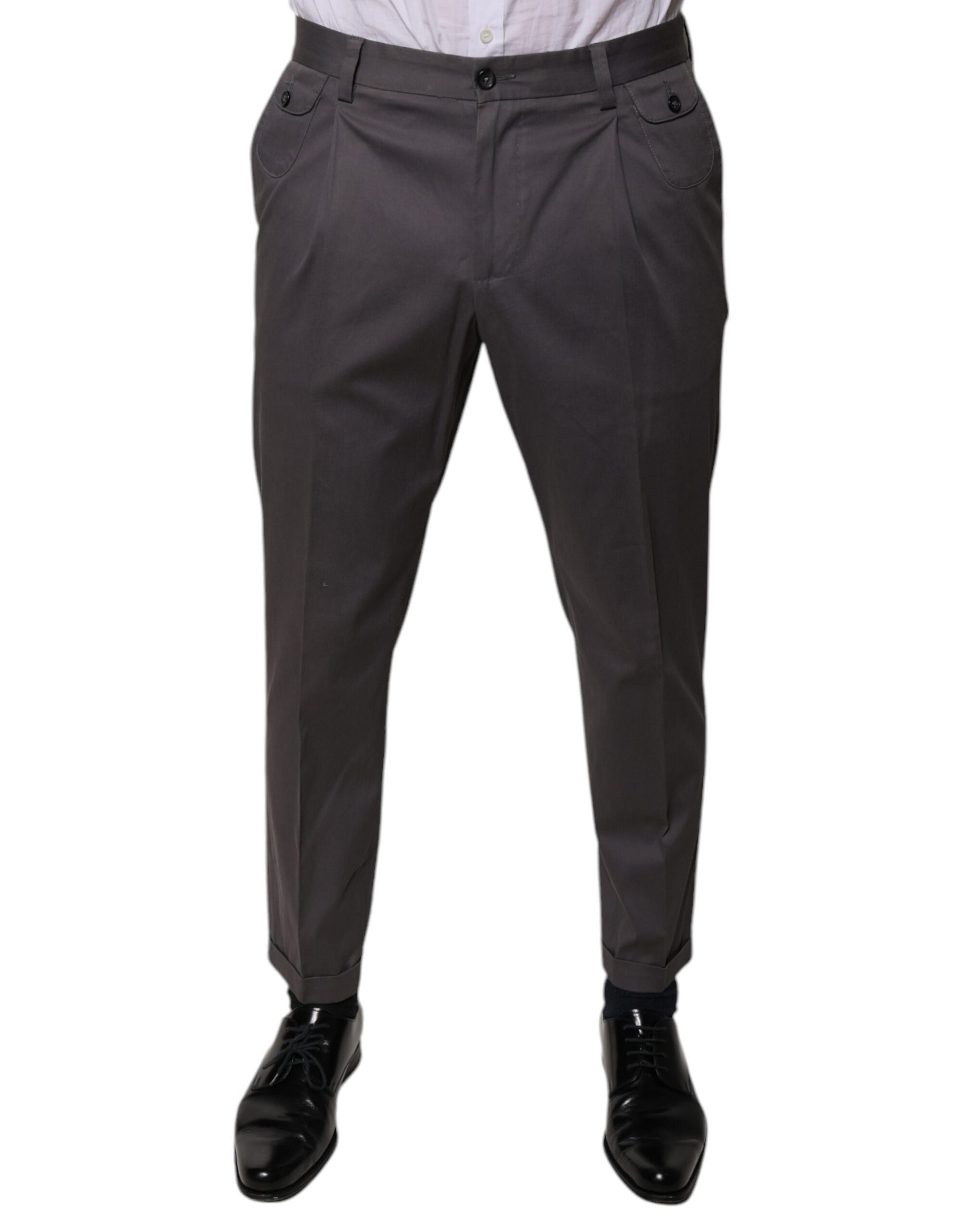 A pair of dark gray mid waist dress pants from Dolce & Gabbana