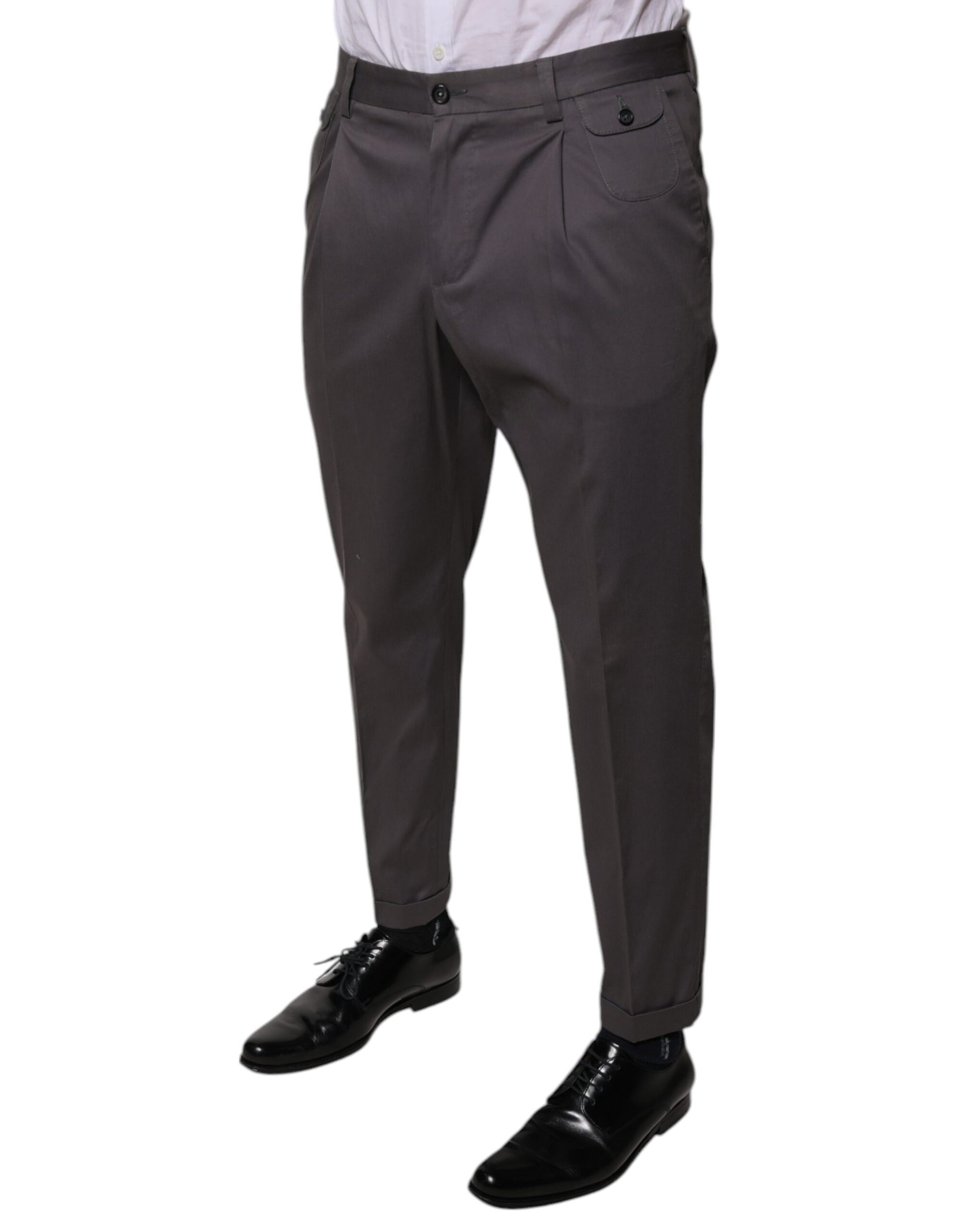 A pair of dark gray mid waist dress pants from Dolce & Gabbana