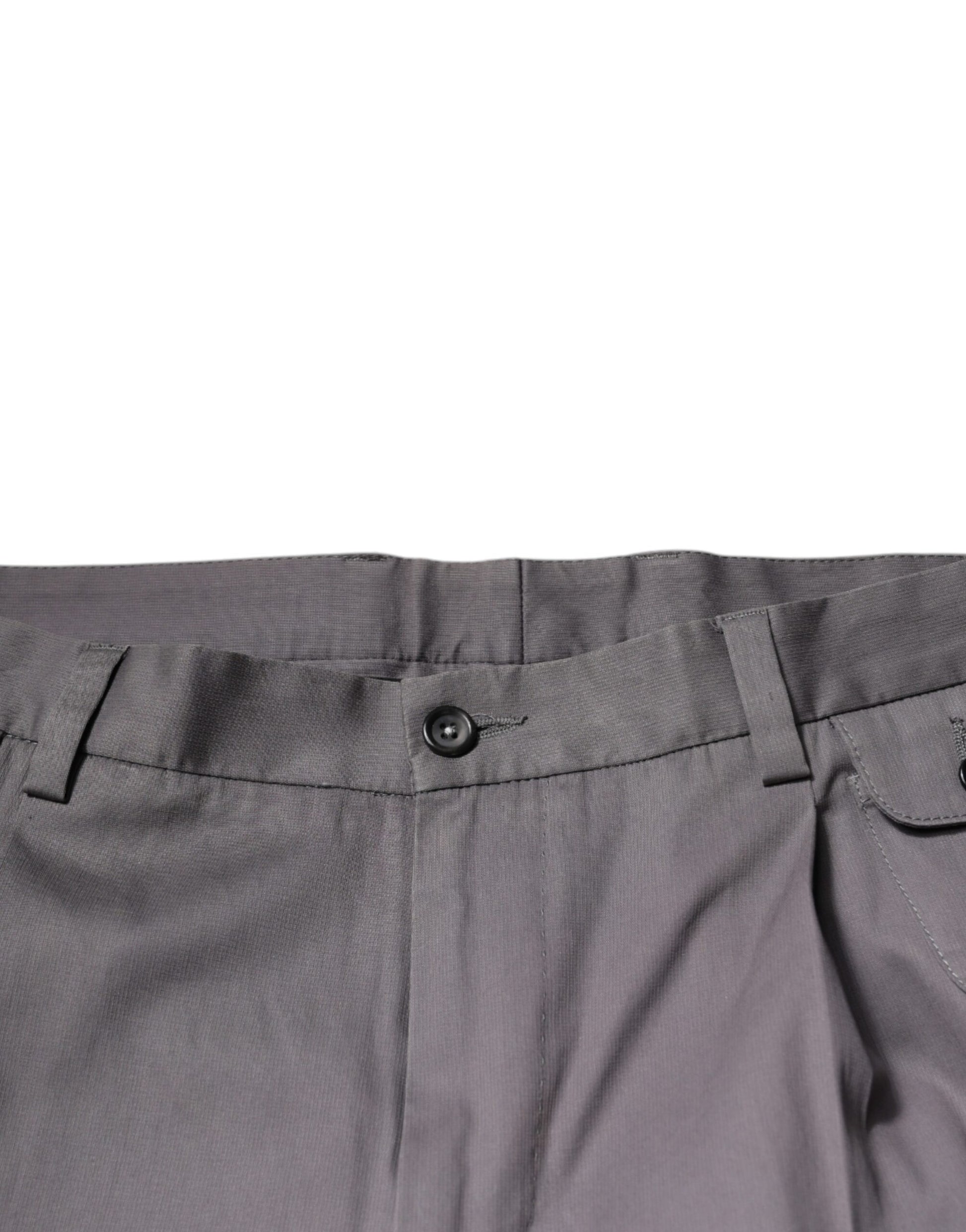 A pair of dark gray mid-waist dress pants from the brand Dolce & Gabbana