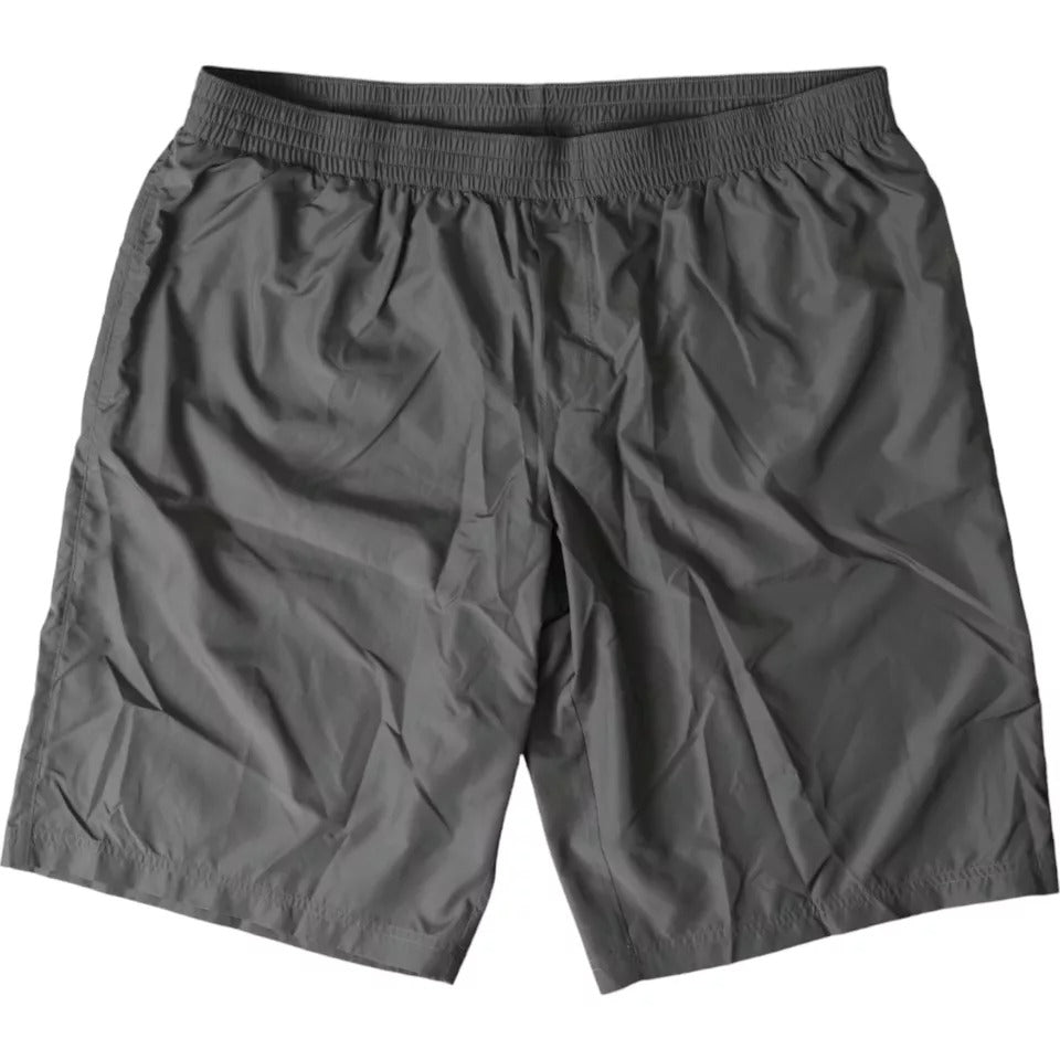 Dark gray polyester beachwear shorts with elastic waistband