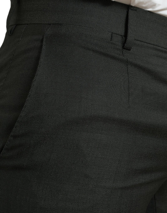 Pair of black trousers with a patterned texture