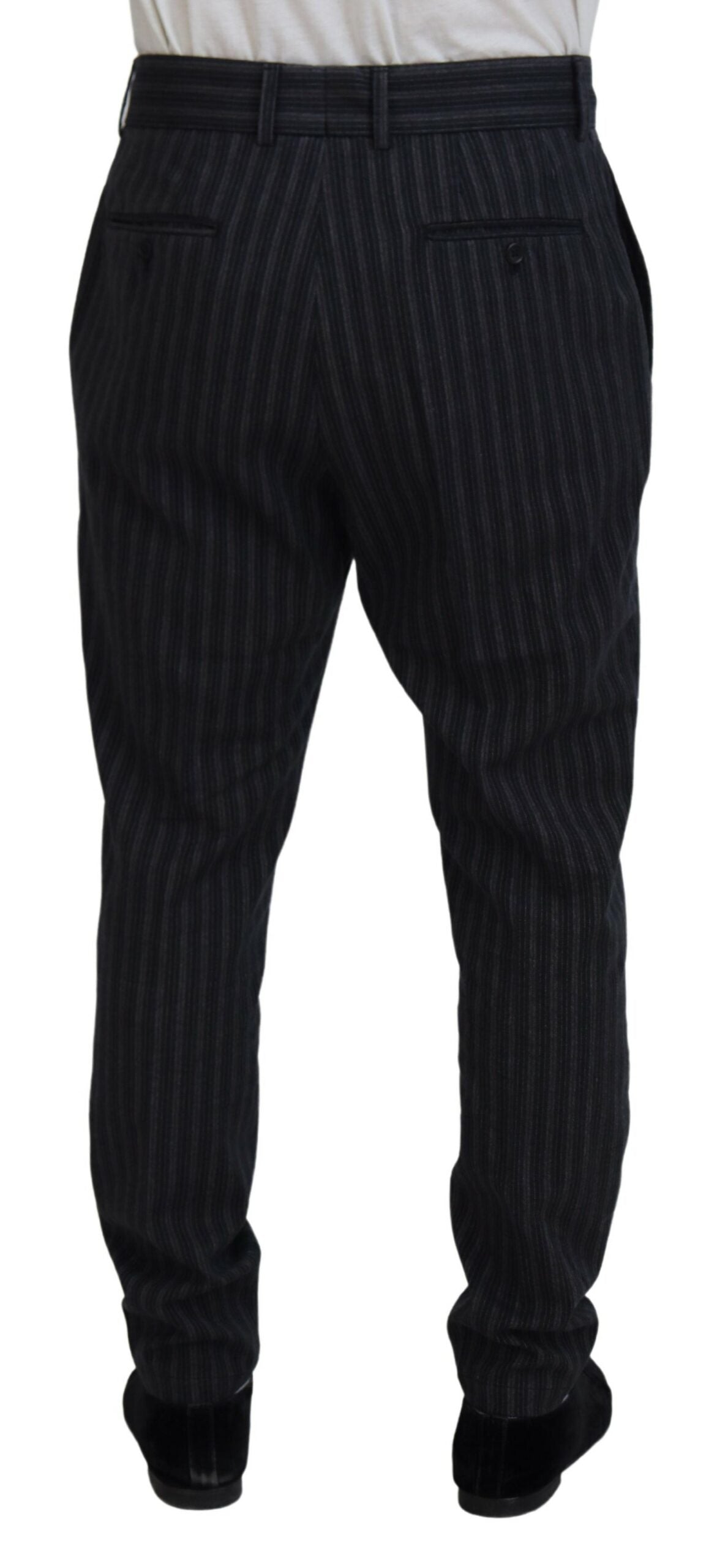 A pair of dark gray striped chino dress pants by Dolce & Gabbana