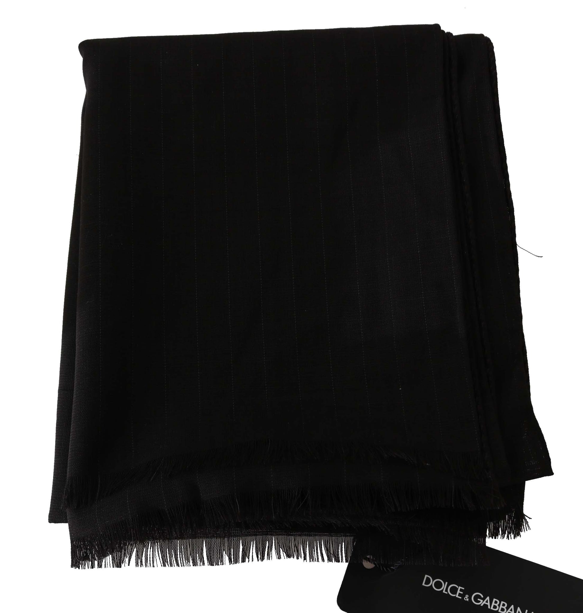 Black scarf with fringe detailing