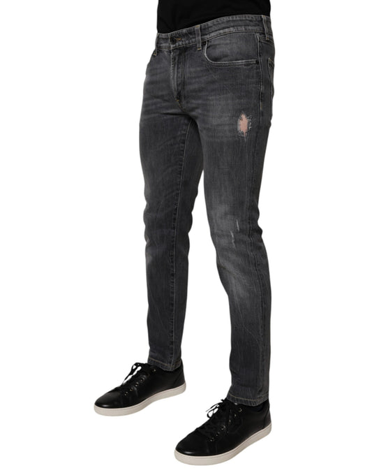 Mannequin wearing blue jeans and black shoes