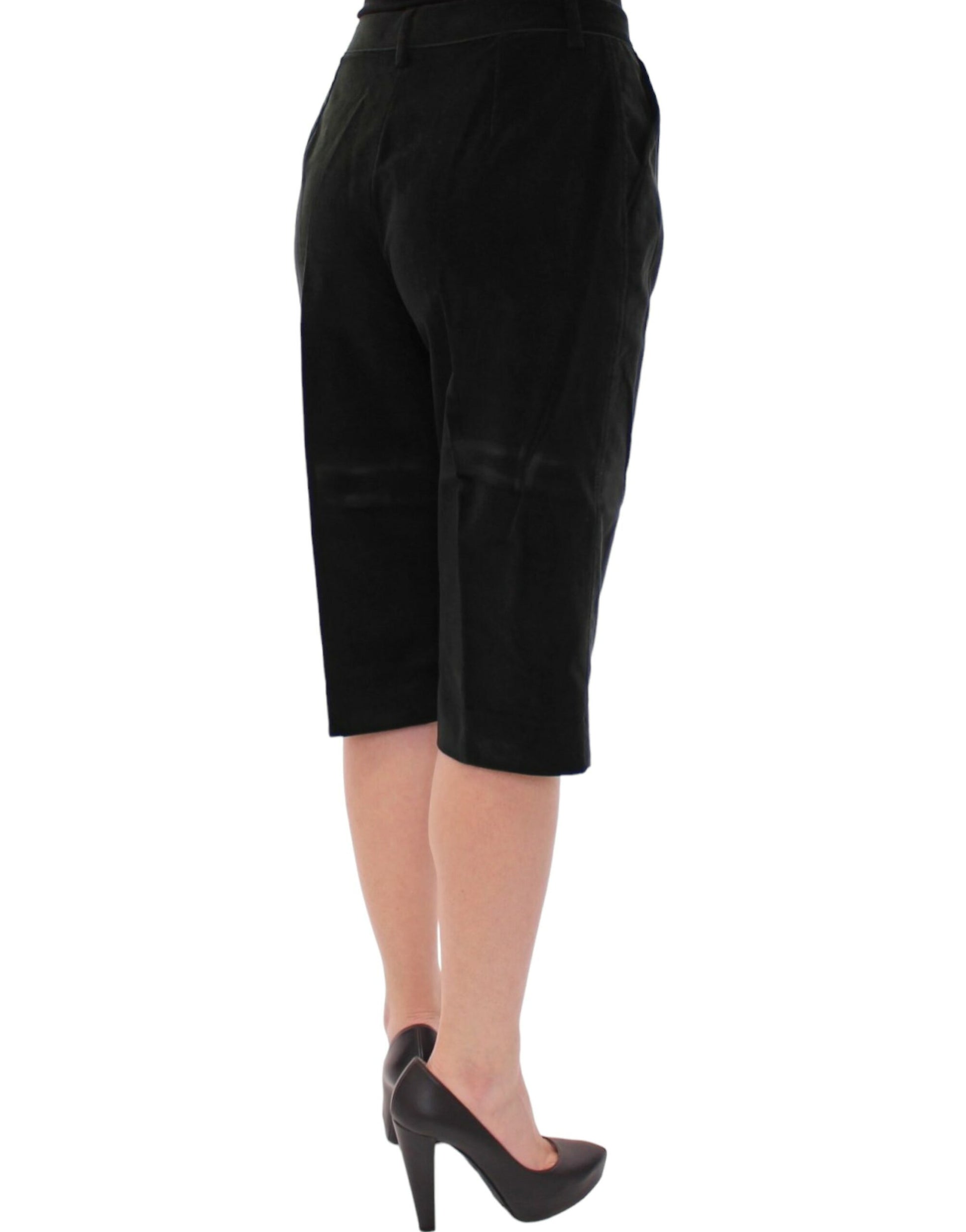 Pair of black shorts with a zippered front