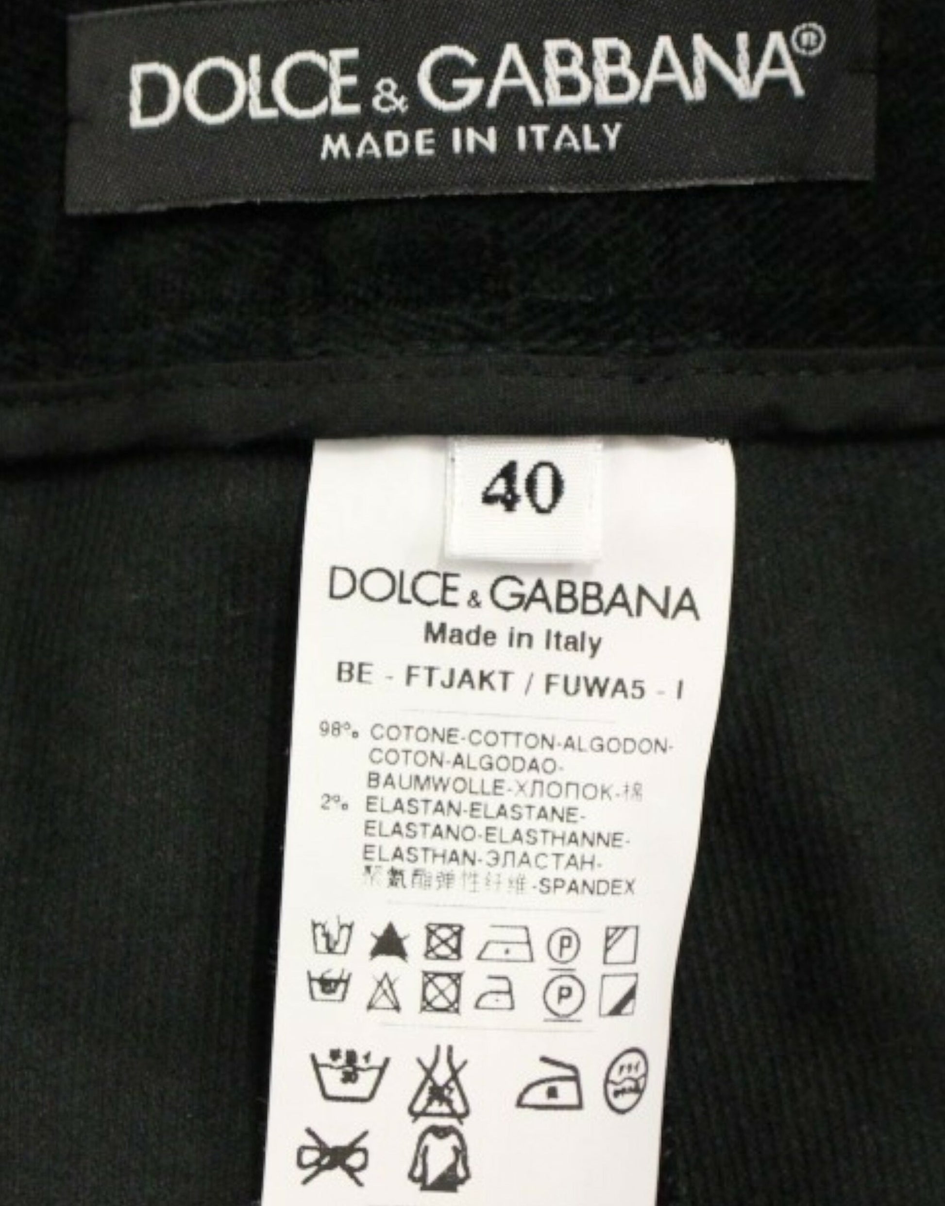 Black label on clothing item