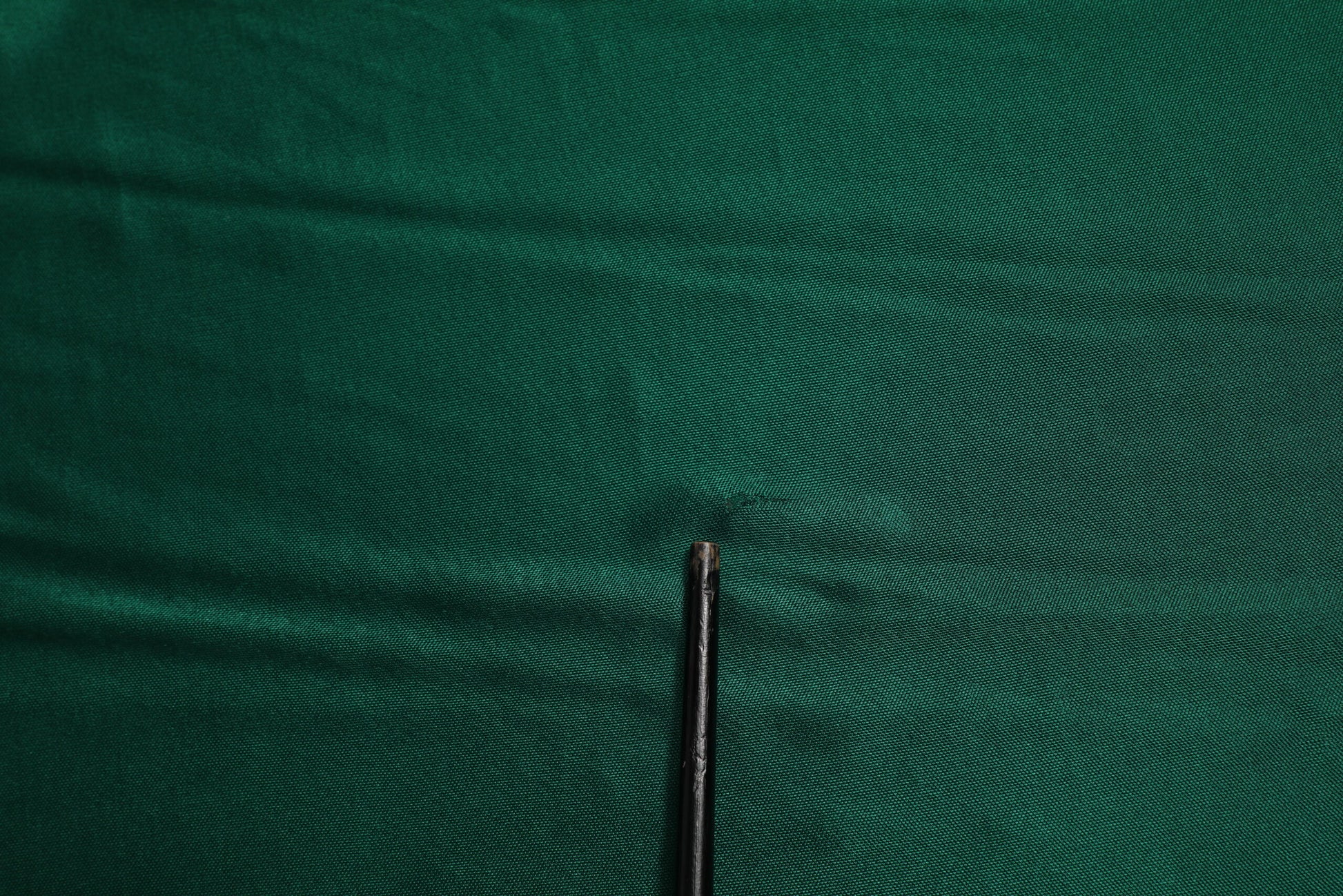 Black needle on green fabric