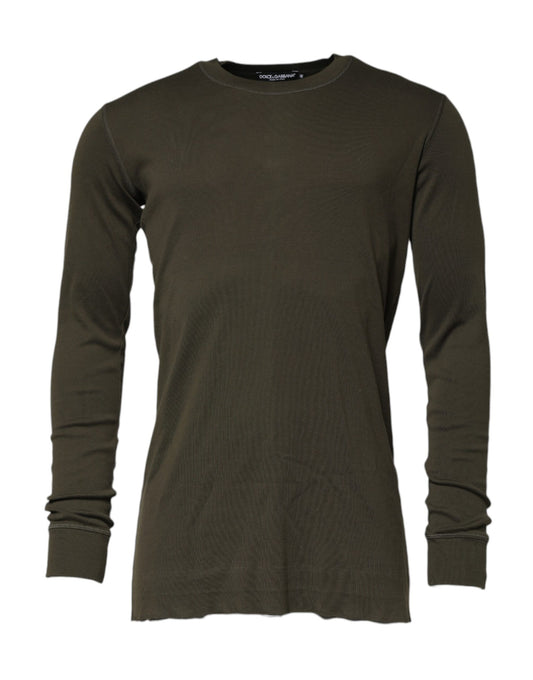 Long sleeve crew neck shirt in olive green