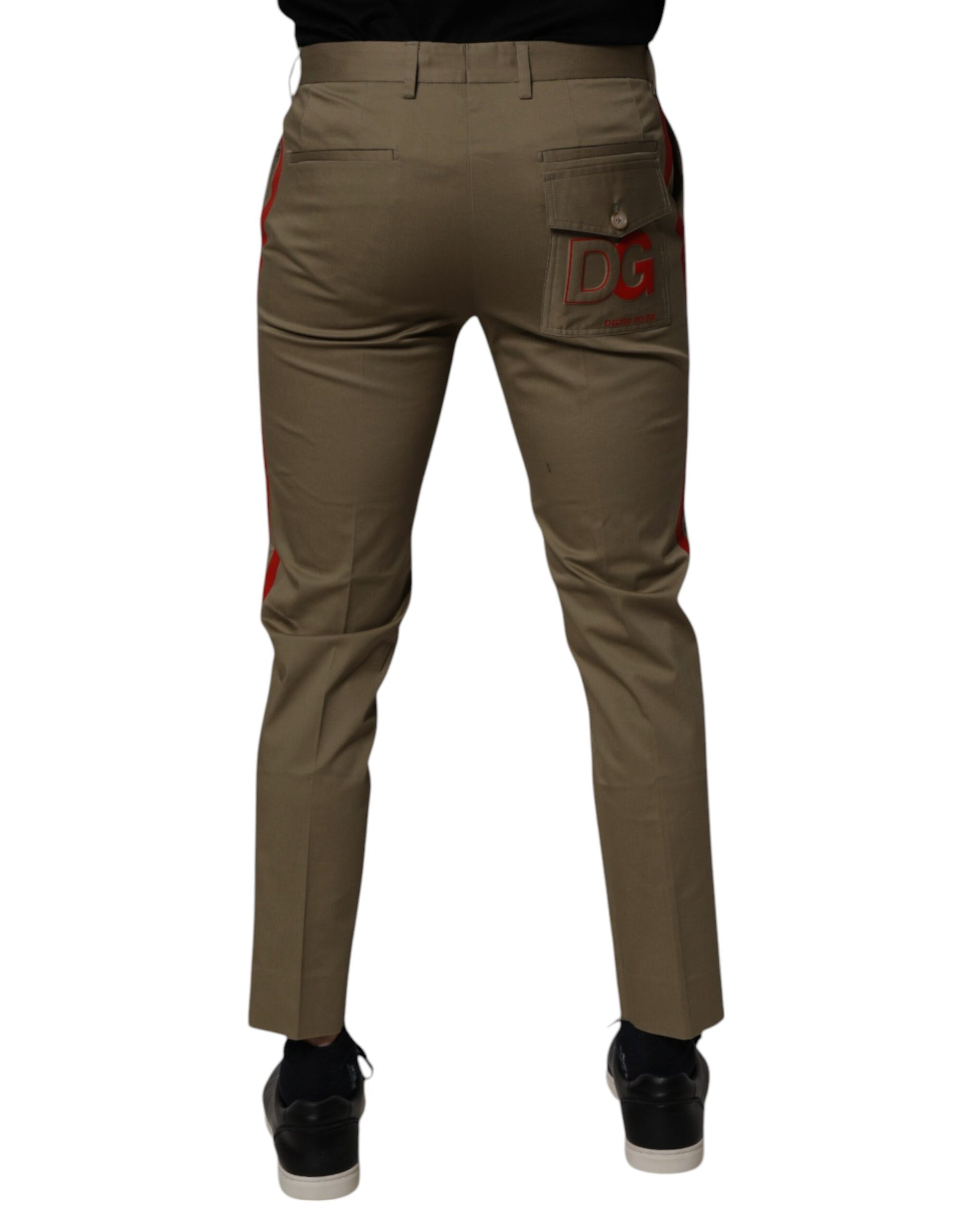 Pair of brown cargo pants with pockets on sides
