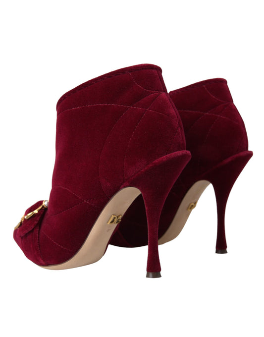 Red velvet high heel shoes