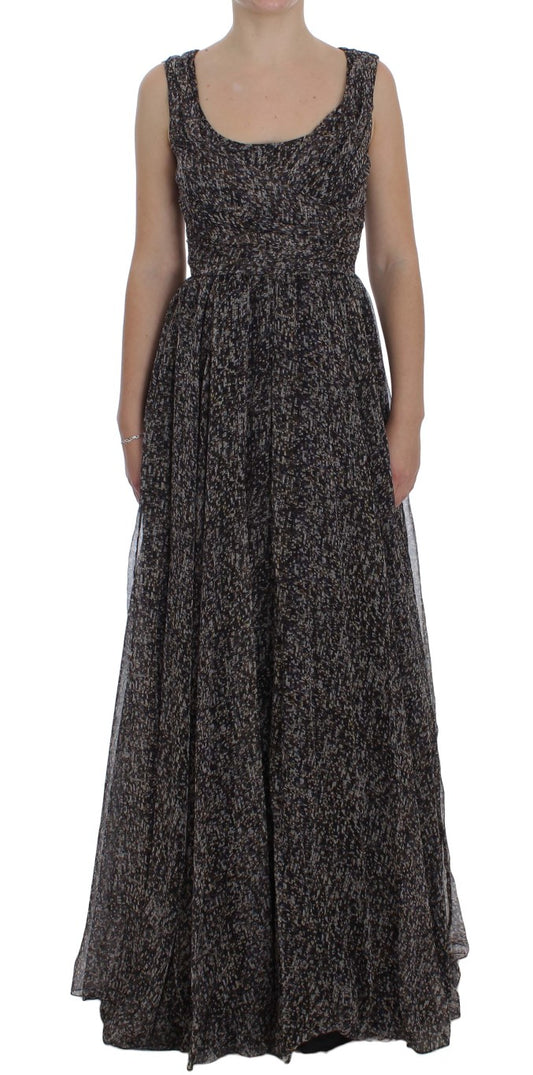 Long black dress with ruffles on sleeves